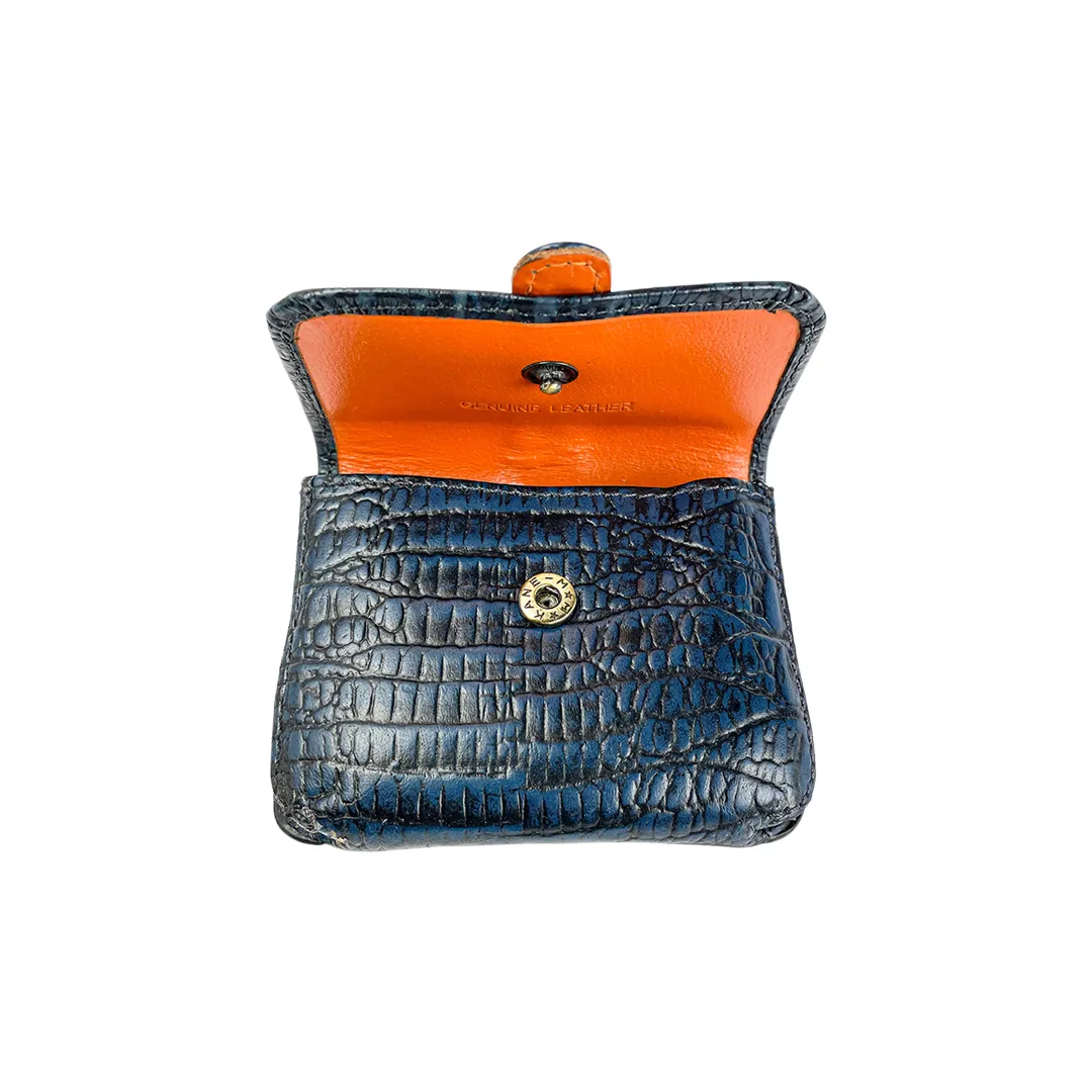 Monedero - Tarjetero Croco 783 Azul/Naranja - Imagen 4