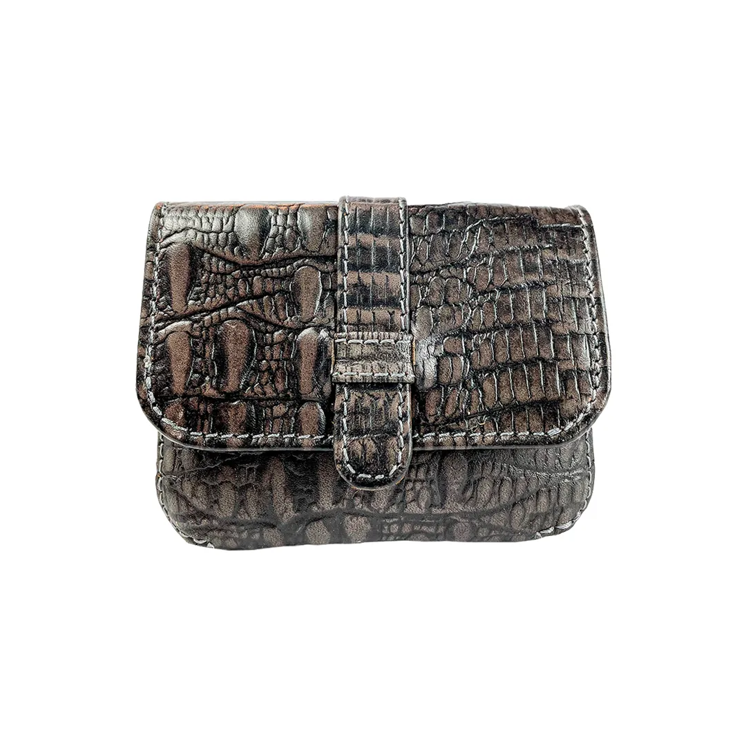 Monedero - Tarjetero Croco 783 Gris/Amarillo
