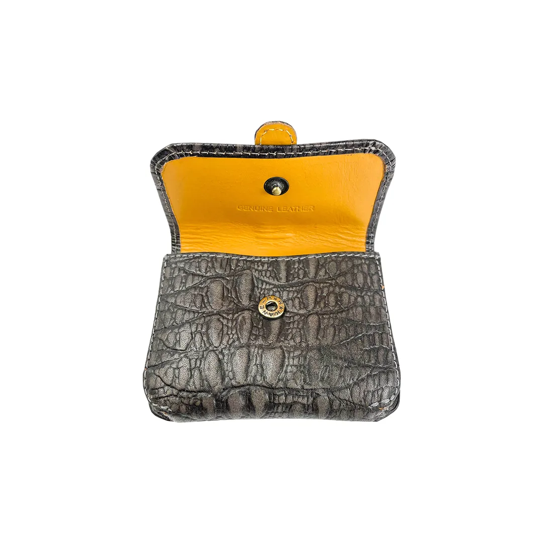 Monedero - Tarjetero Croco 783 Gris/Amarillo - Imagen 4
